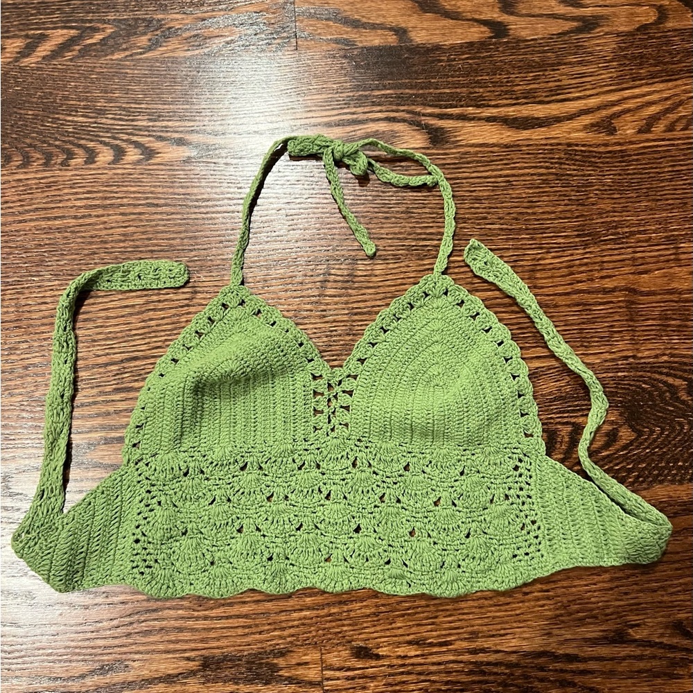 Green Crochet Halter Top